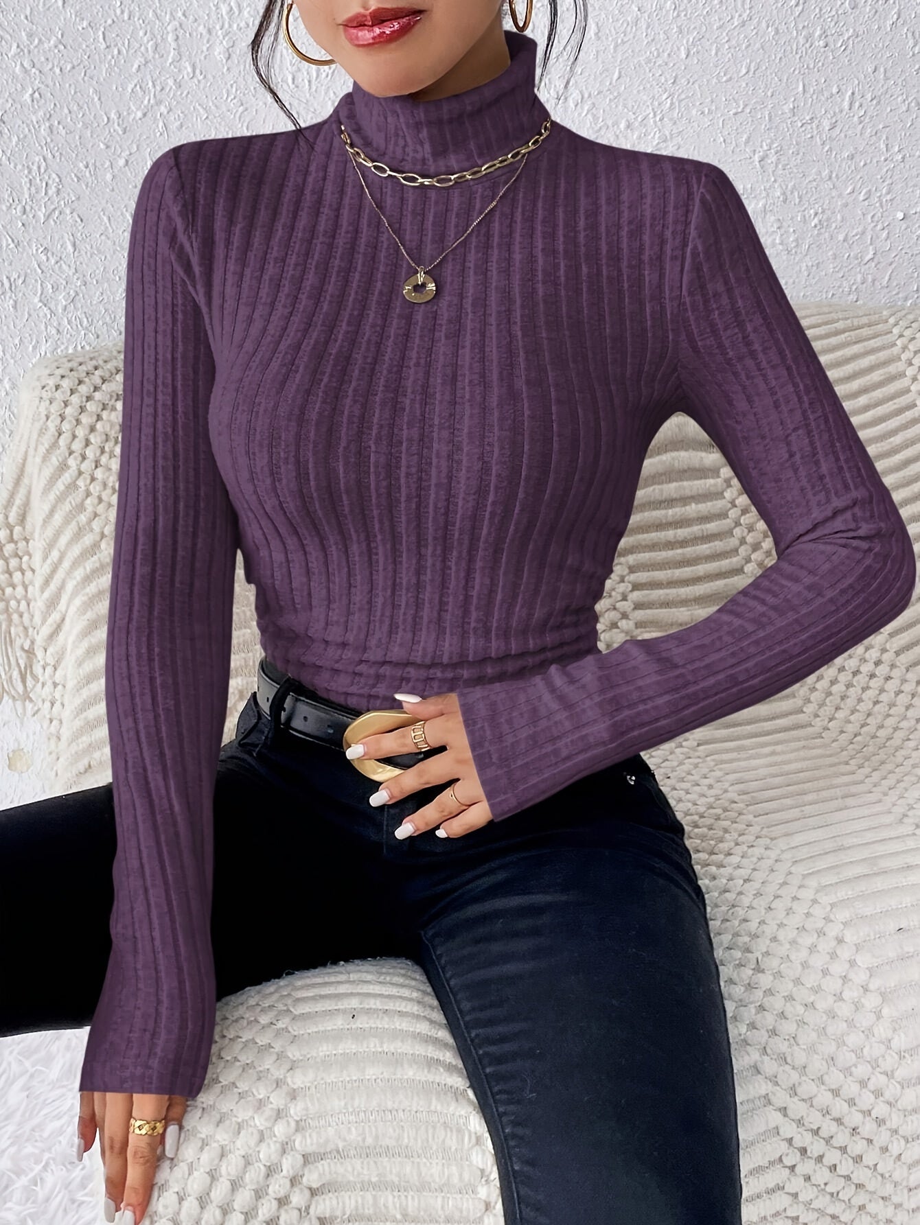 Turtle Neck Slim Sweater