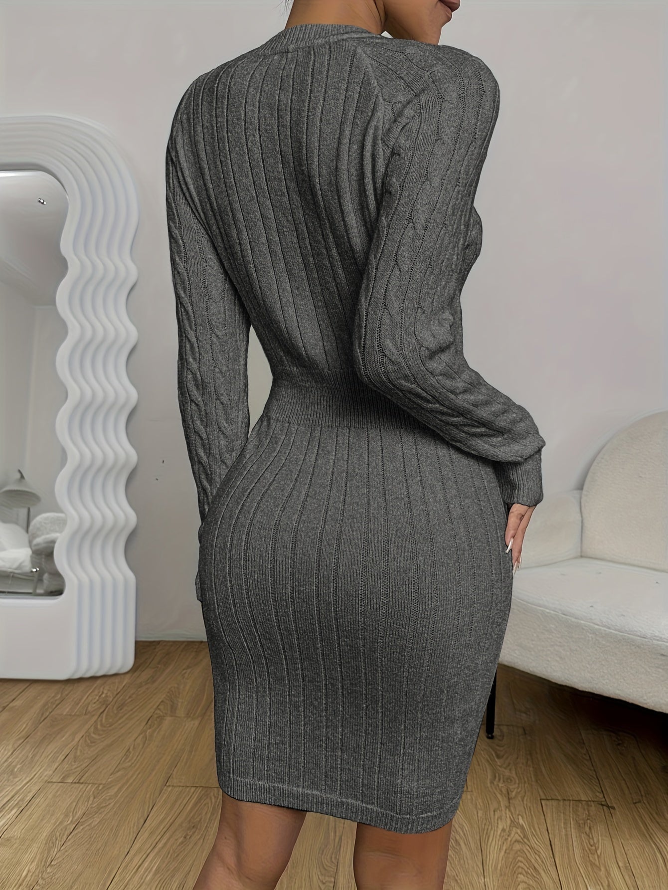 Cable Knit Slim Knitted Dress