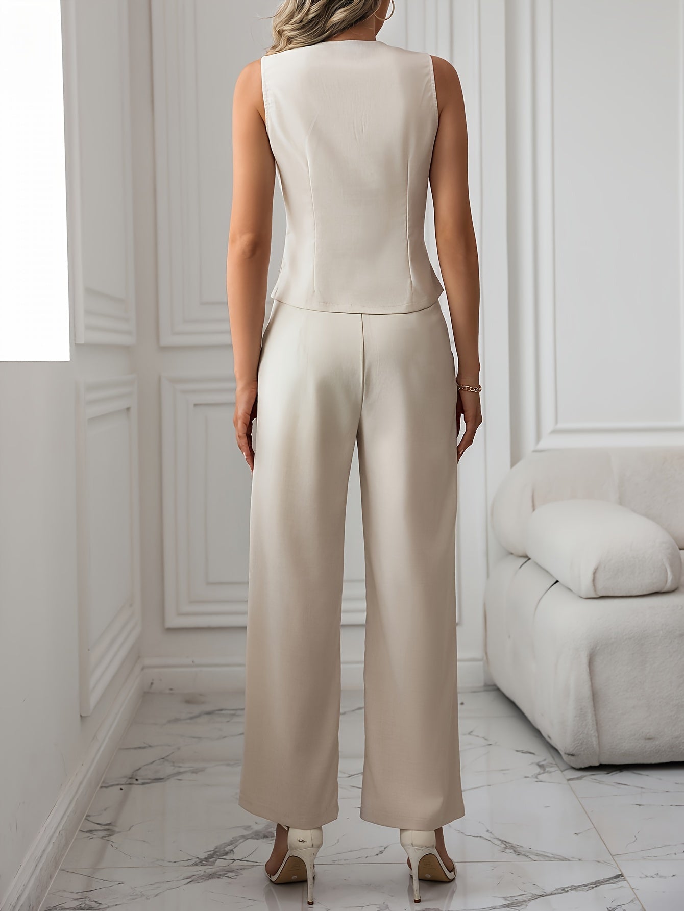 Solid Color Elegant Pantsuits Set