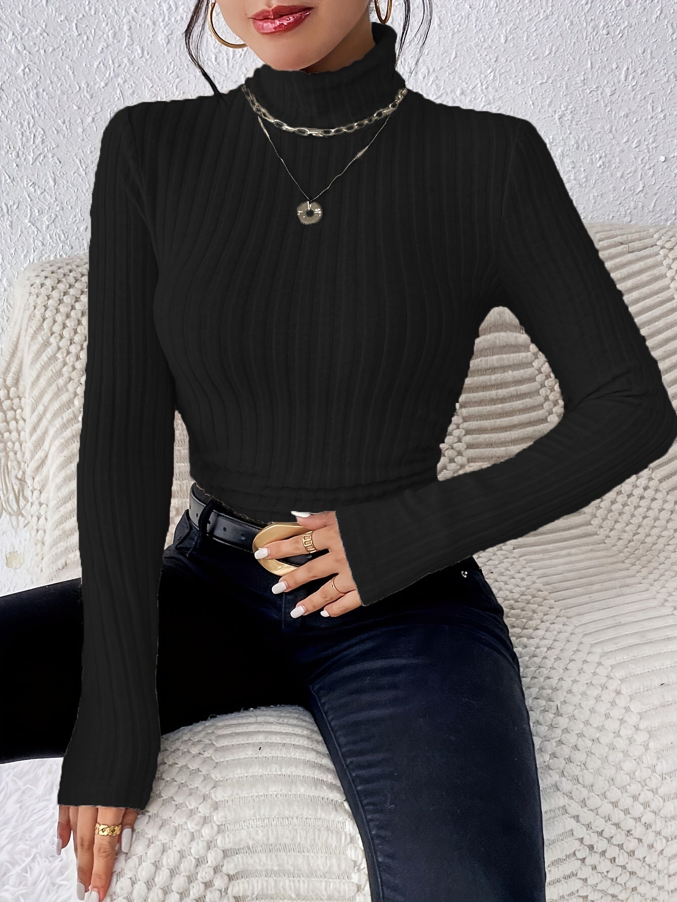 Turtle Neck Slim Sweater