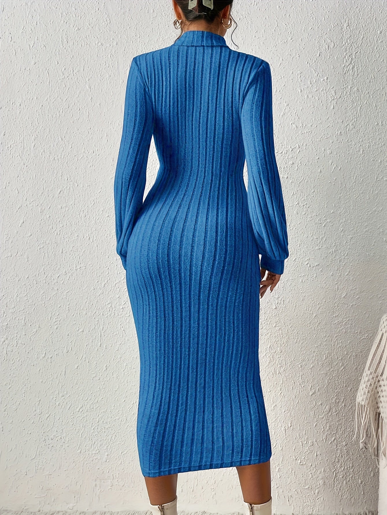 Ribbed Solid Bodycon Dress